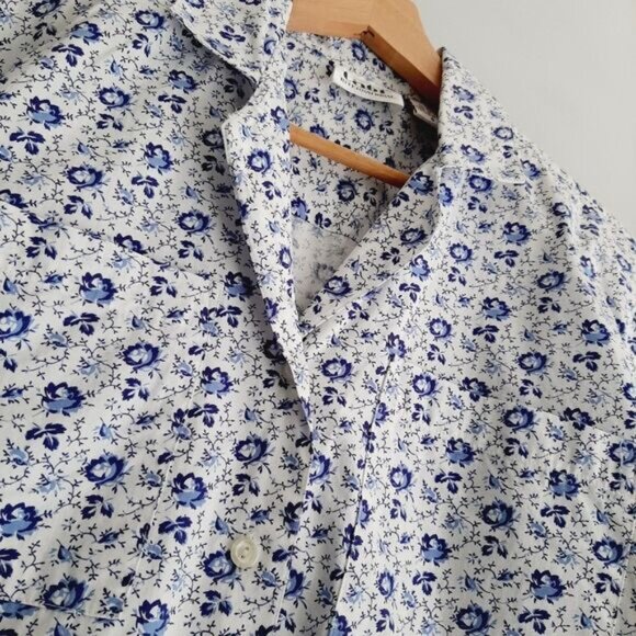TABI | 100% Cotton Ditsy Floral Button Down Shirt White & Blue Sz 6 - Picture 7 of 12